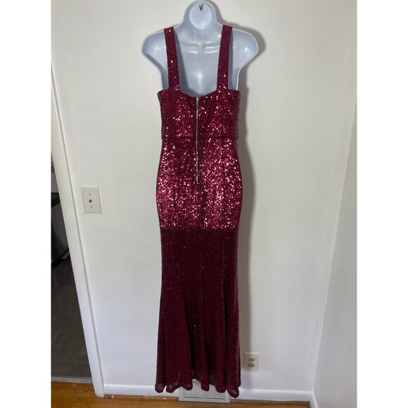 Red Sequin Sexy Maxi Formal Dress Small / Medium - Picture 3 of 9